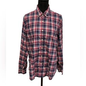 GAP Large Blue Pink Plaid Cotton Button Down Shirt